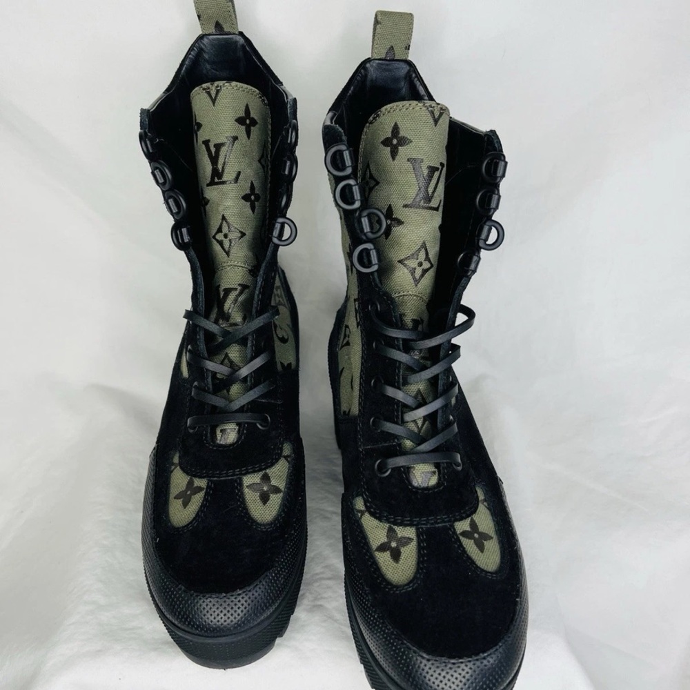 Louis Vuitton Black and Olive Boots